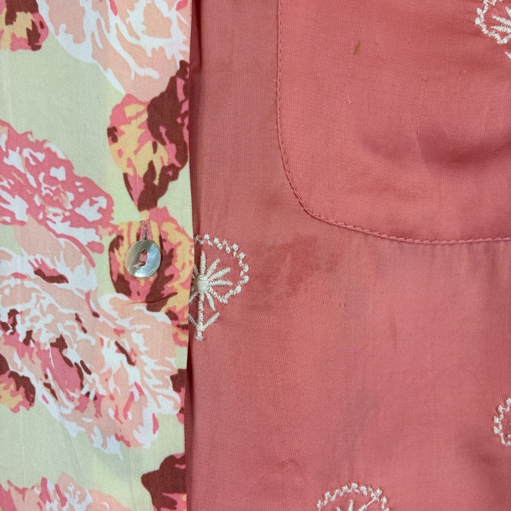 Zara Womens Top M Pink Floral Mixed Print Embroidered Boho Cottagecore Blouse - Picture 10 of 14